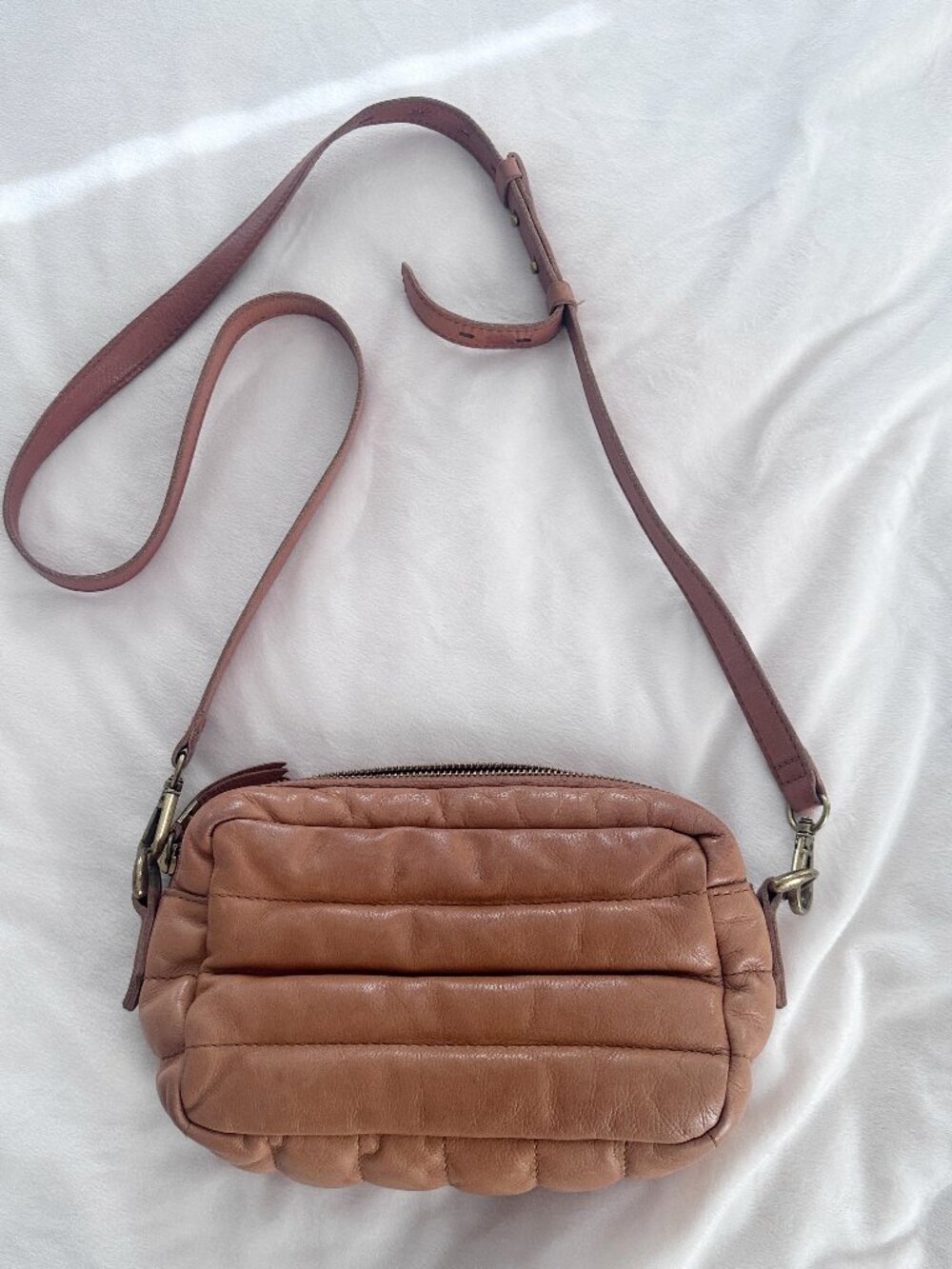 Madewell Transport Camera Bag Puff Edition Warm Hickory Leather Crossbody